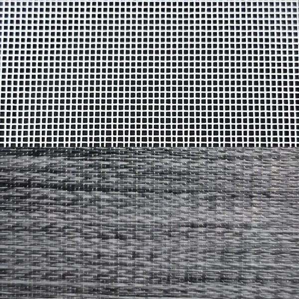 Sheer Screen Parma Gray Black fabric swatch